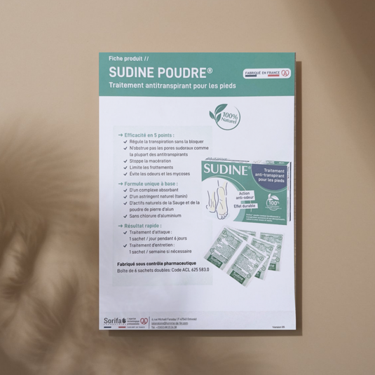 10 Sudine Powder flyers - My Podologie product sheet 