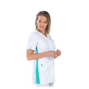 Amélie - Tunique - Manches courtes - Femme - 75 cm My Blouse  Sergé-Blanc-Nil-T7-XXXXL