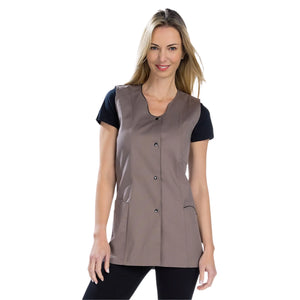 Anaïs - Tunique - Sans Manches - Femme - 75cm My Blouse  Sergé-Taupe-Noir-T6-XXXL