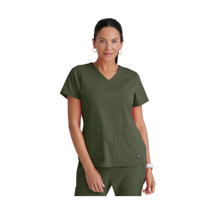 Aura - Tunique col V - Femme - Grey’s Anatomy Stretch Grey’s Anatomy  Vert Olive / XL