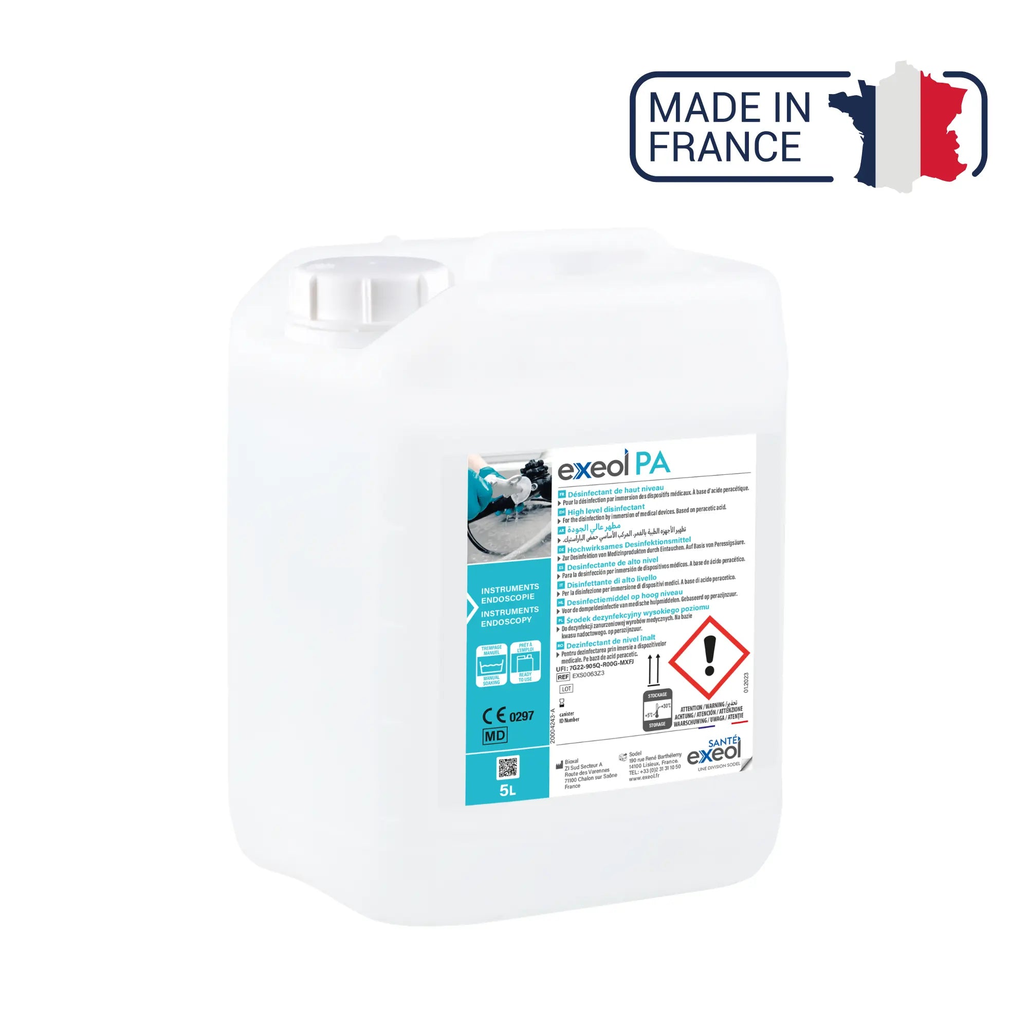 Exeol PA - Désinfection de haut niveau - 5 L - Sodel Exeol 