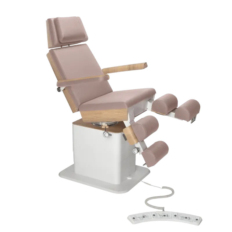 Fauteuil de pédicurie - MOON - Relevage électrique - Filaire - Ruck My Podologie  Taupe-3-moteurs-Chêne