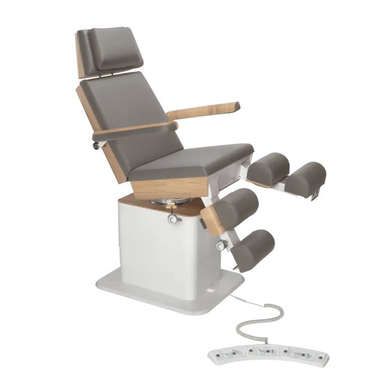 Fauteuil de pédicurie - MOON - Relevage électrique - Filaire - Ruck My Podologie  Pierre-3-moteurs-Chêne