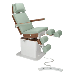 Fauteuil de pédicurie - MOON - Relevage électrique - Filaire - Ruck My Podologie  Sauge-5-moteurs-Noyer