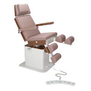 Fauteuil de pédicurie - MOON - Relevage électrique - Filaire - Ruck My Podologie  Taupe-3-moteurs-2-Noyer