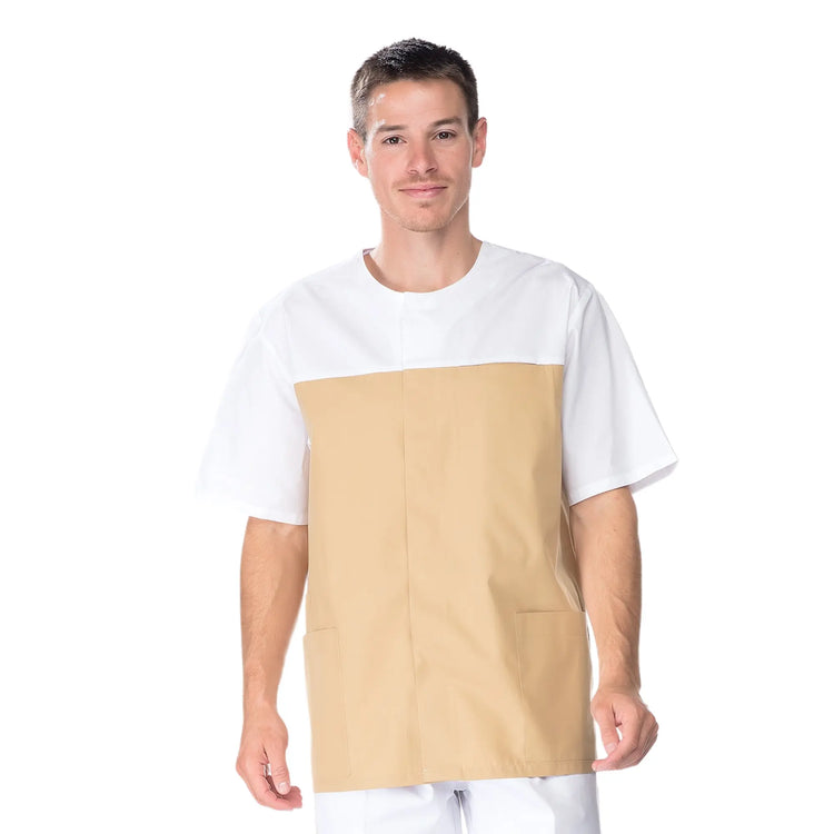 Laurent - Tunique Manches Courtes - Homme - 75 cm My Blouse  Beige-Blanc-T6-XXXL