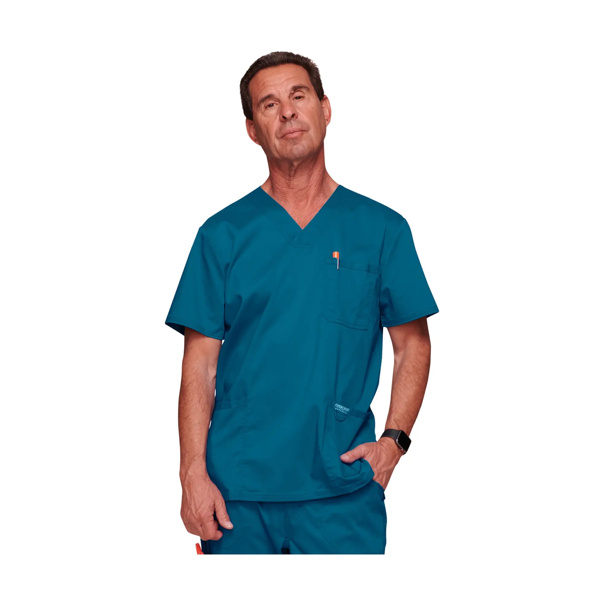 Lourdes - Tunique col V - Homme - Cherokee Cherokee Authentic Workwear  Bleu-Canard-3XL