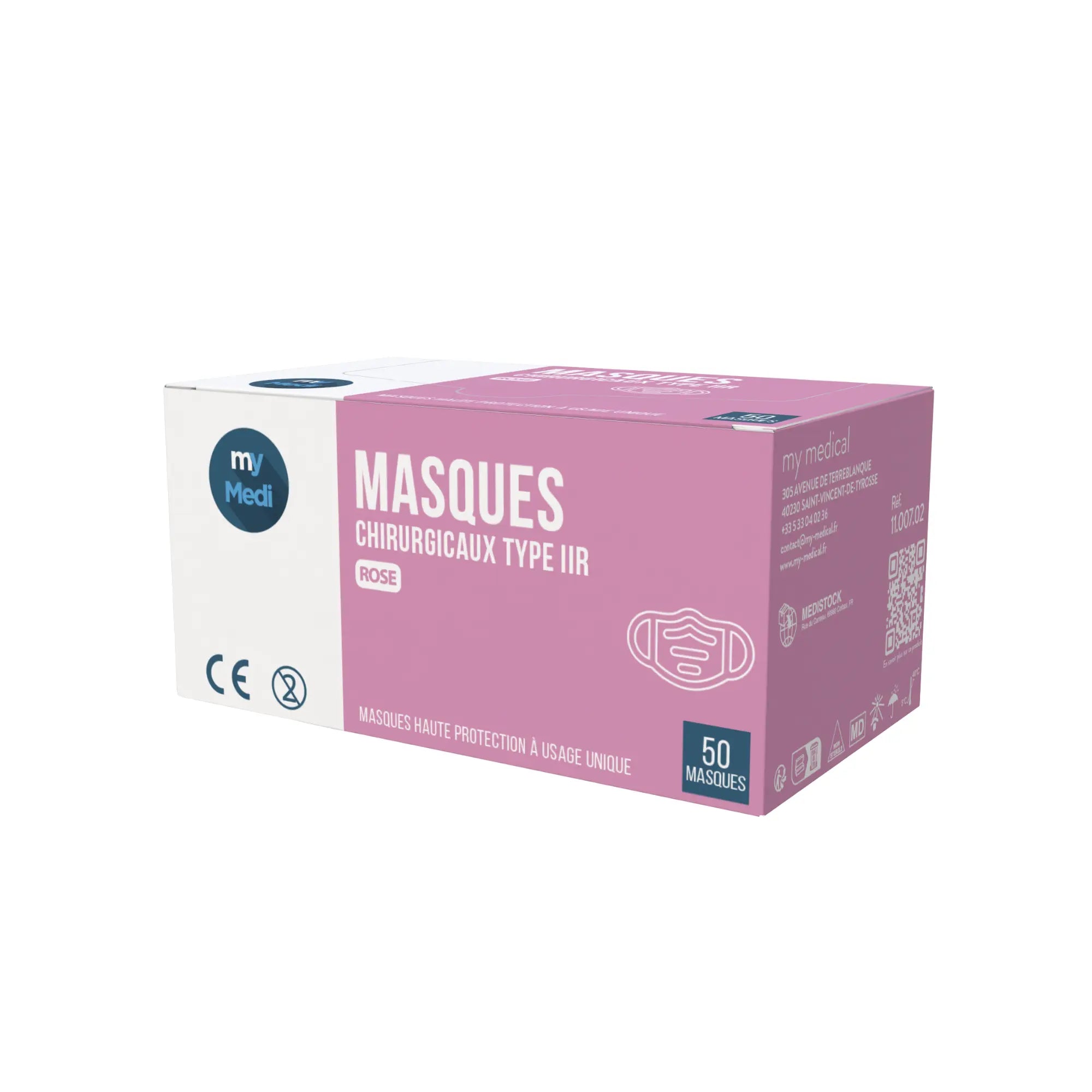 Masque chirurgical - 3 plis de type IIR - Norme EN14683 - Certification CE - Boîte de 50 masques - 3 coloris - My Médical My Medical 
