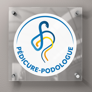 Plaque pédicure-podologue avec logo officiel - Plexiglas 45x45cm - Sans entretoises My Podologie 