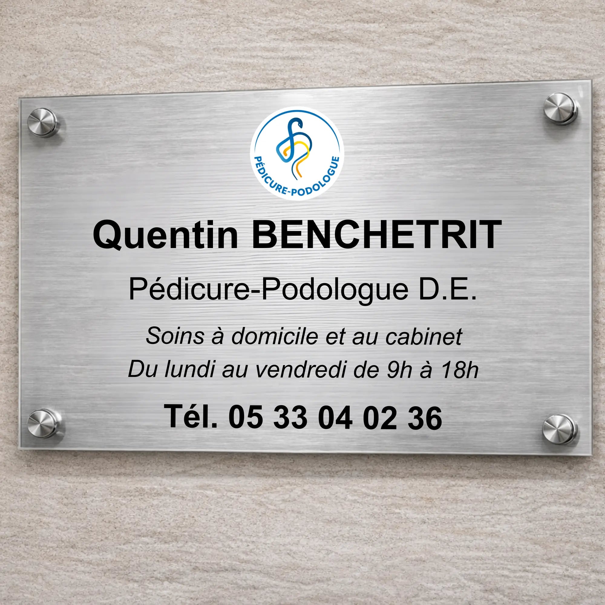 Personalizable professional pedicure-podiatrist plaque My Podology 