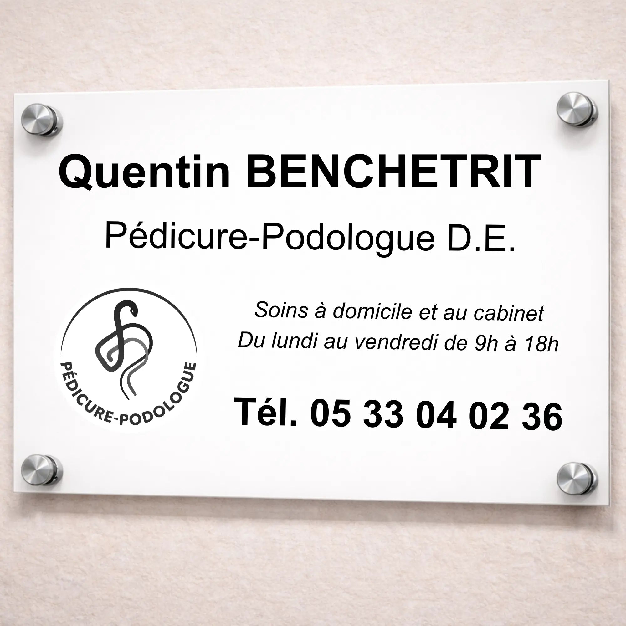 Personalizable professional pedicure-podiatrist plaque My Podology 
