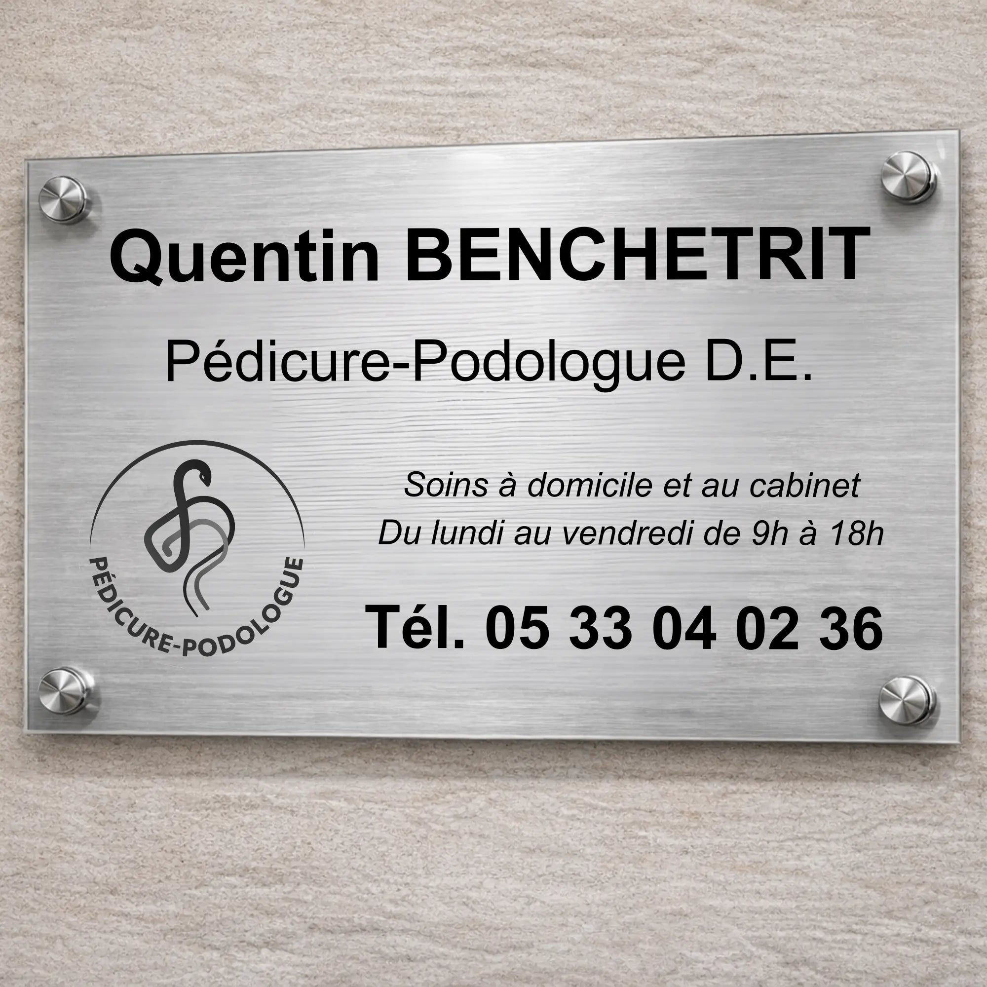 Personalizable professional pedicure-podiatrist plaque My Podology 