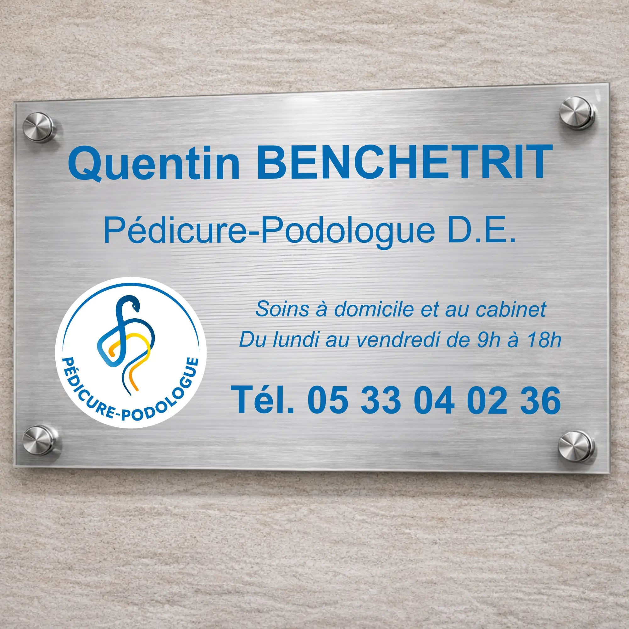 Personalizable professional pedicure-podiatrist plaque My Podology 