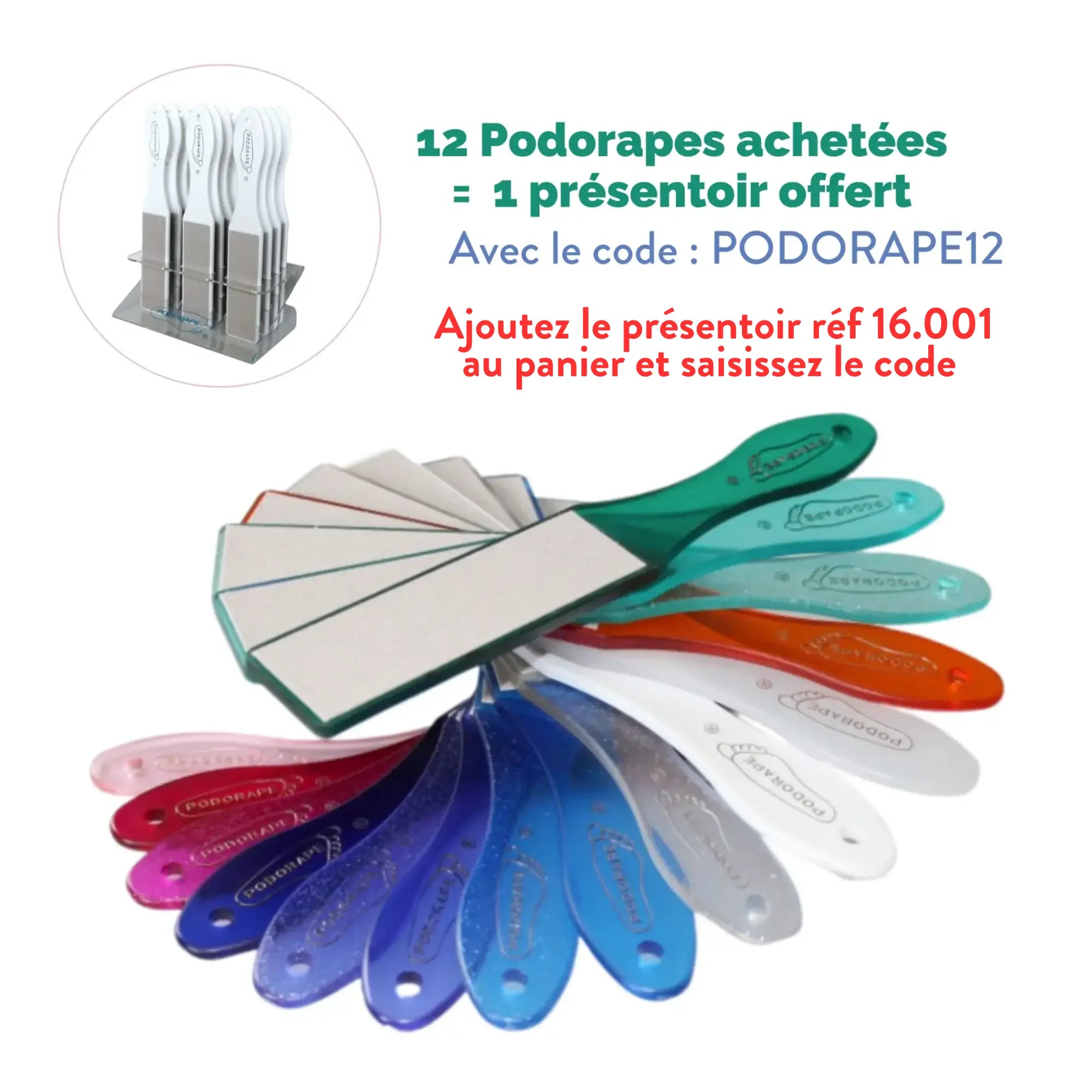Podorape - Râpe de pédicurie - Grain fin et moyen - 16 coloris disponibles - 27 cm Podorape 