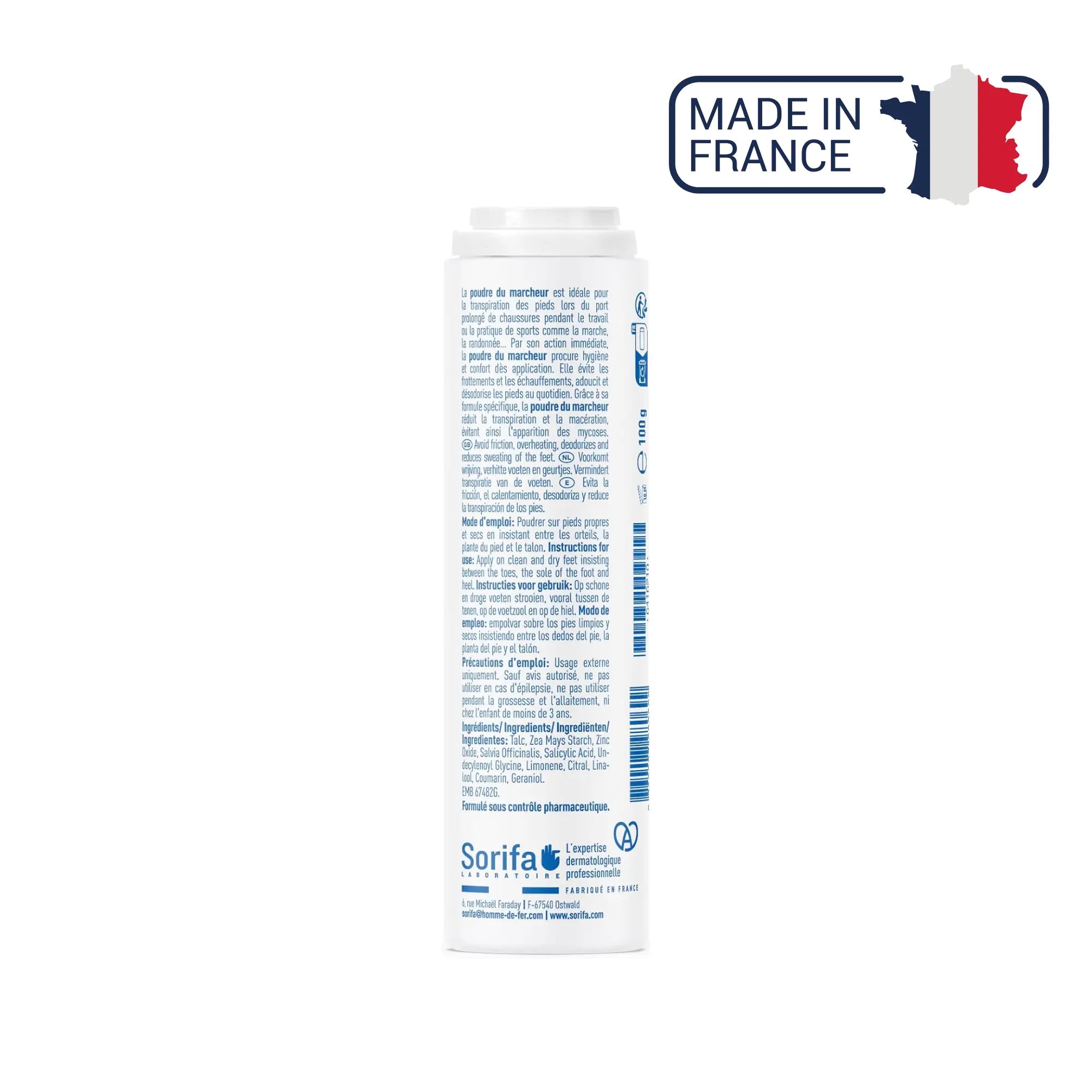 Poudre du marcheur - Transpiration et macération des pieds - 100 g Laboratoire Sorifa 