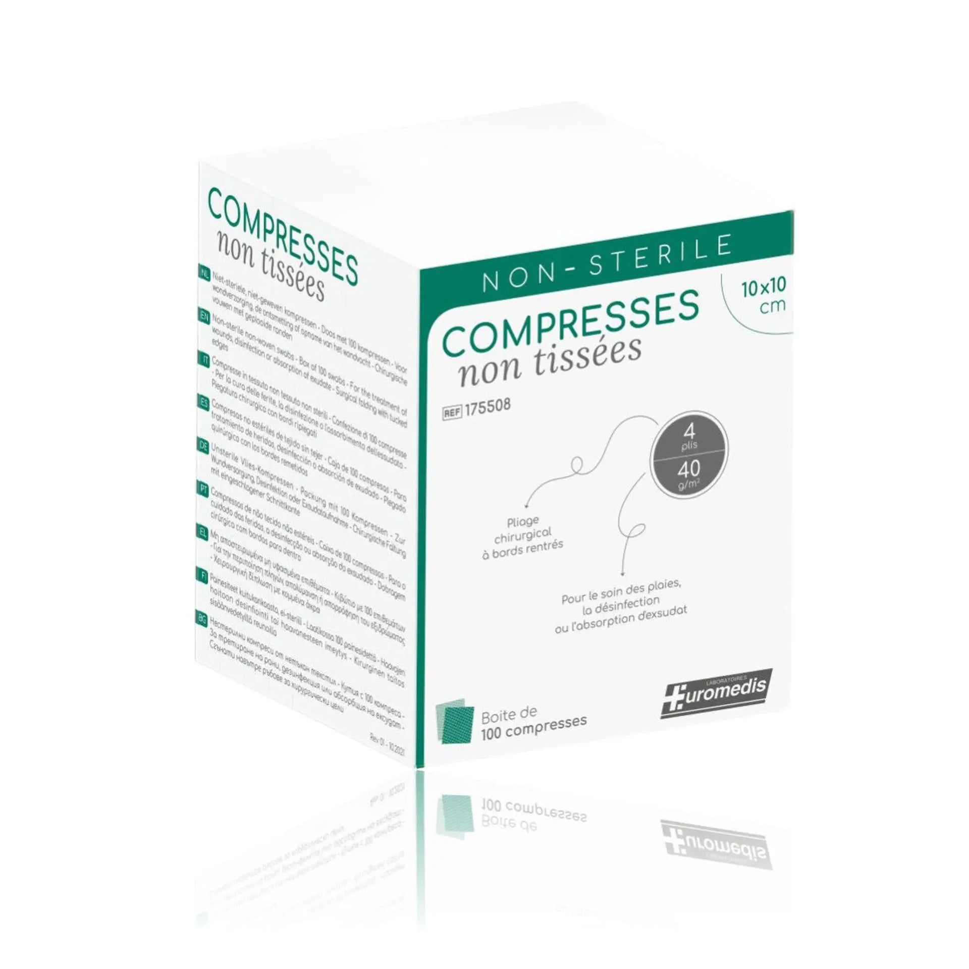 100 non-sterile non-woven compresses - 30g/m2 - Euromédis Euromédis 